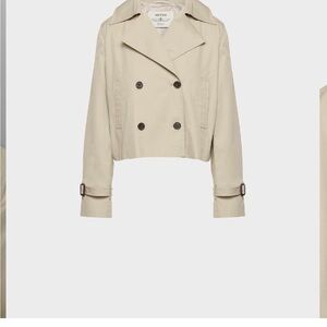 Aritzia Cropped Double-Breasted Trench Coat in Light Beige